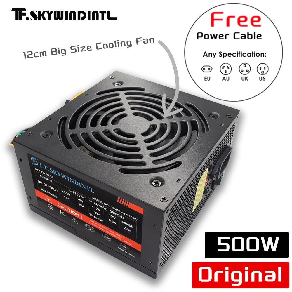 Power Supply 650W - Goedkope 500W Zwarte ATX Desktop Gaming